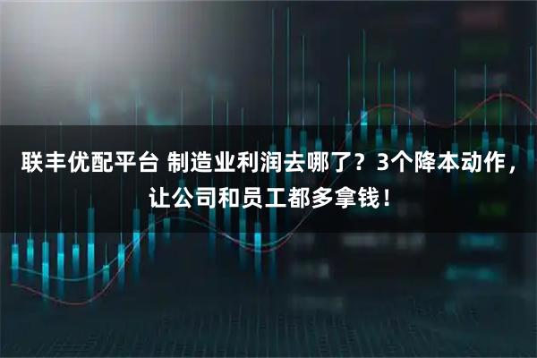 联丰优配平台 制造业利润去哪了？3个降本动作，让公司和员工都多拿钱！